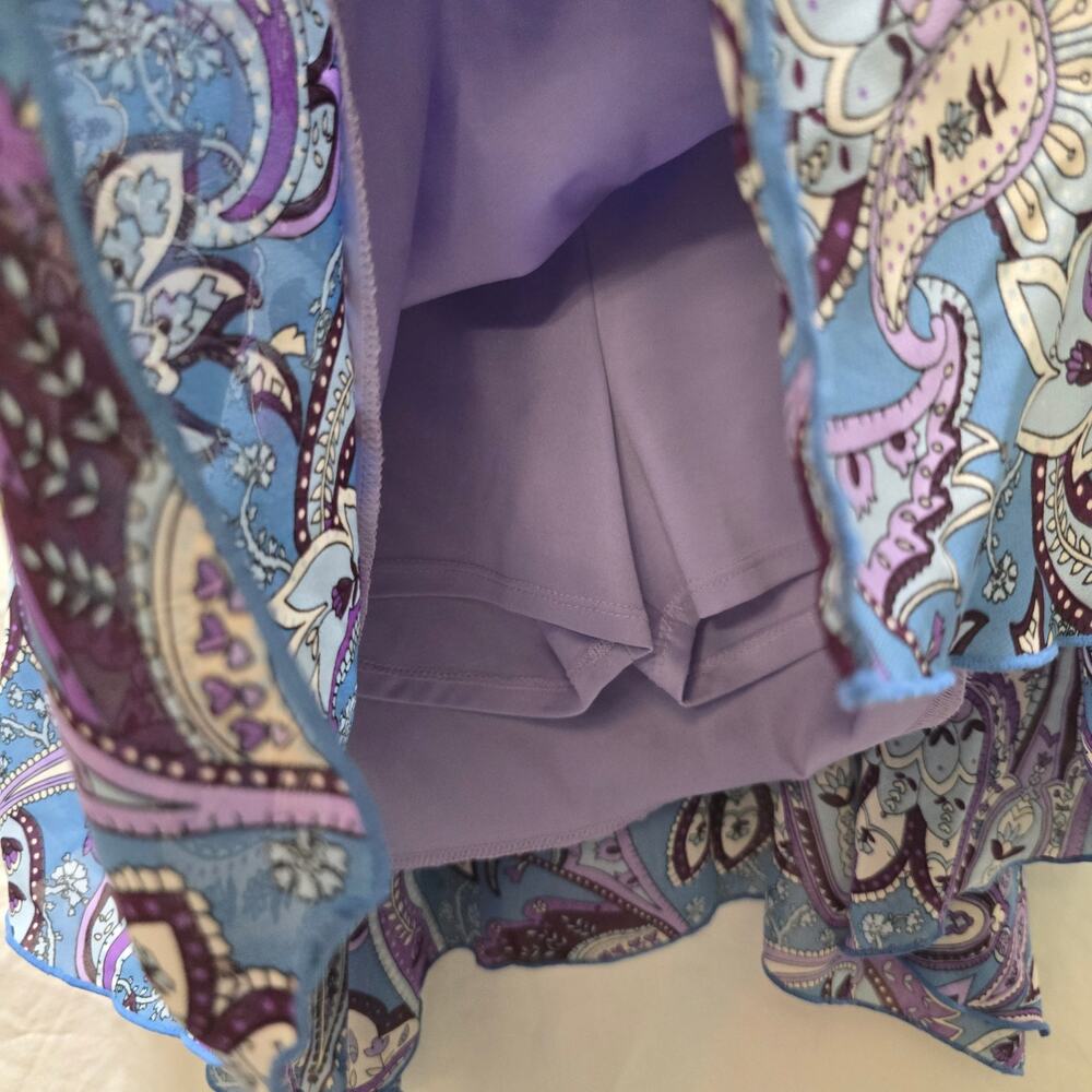 Y2K Limited Too blue purple paisley mini skirt sequin asymmetrical hem size 16.5 - Picture 9 of 13